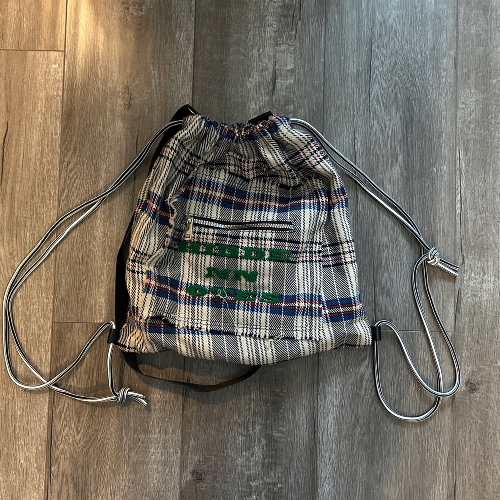 Plaid Drawstring Backpack/ crossbody
